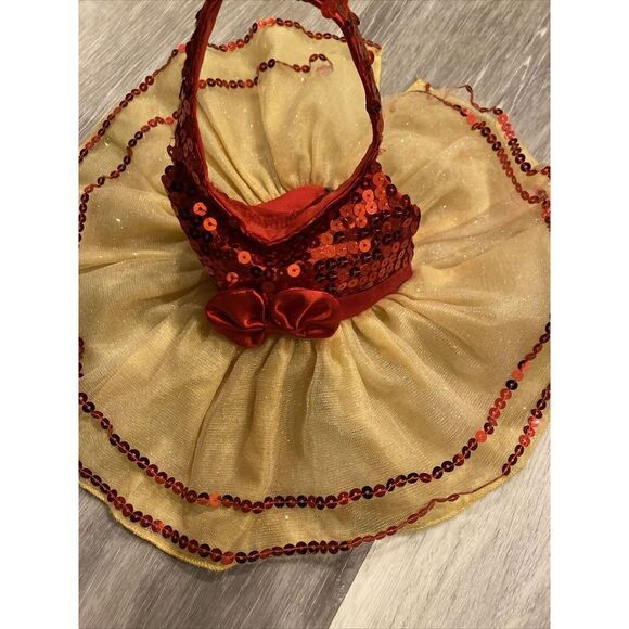 Build A Bear Red and Yellow Dress Sparkles Halter Fancy Party Skirt - Picture 3 of 9